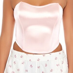 Pink Satin Corset Top